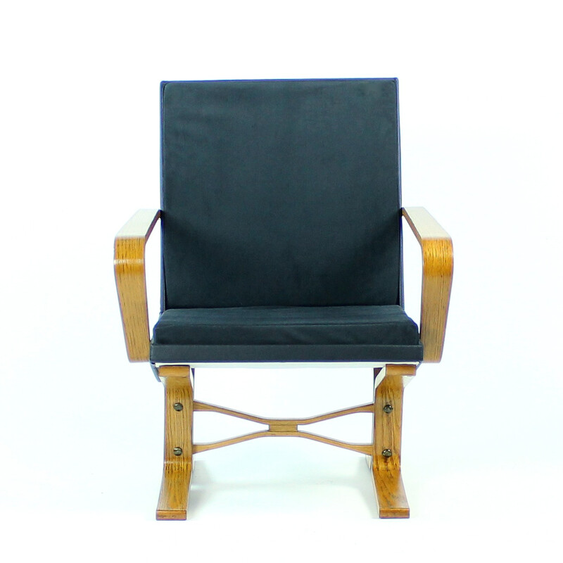 Pair of black wooden armchairs - 1960s