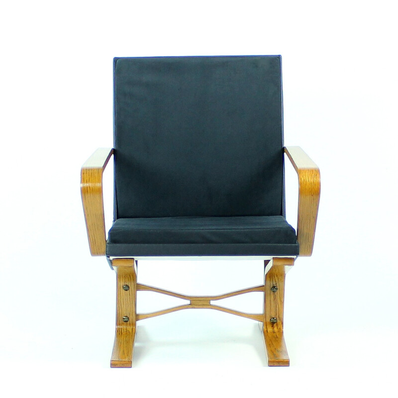 Paire de fauteuils noirs avec cadre en bois  - 1960 