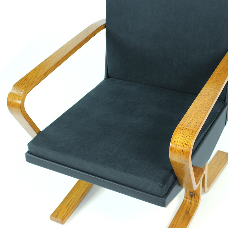 Pair of black wooden armchairs - 1960s