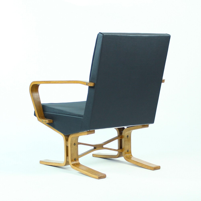 Paire de fauteuils noirs avec cadre en bois  - 1960 