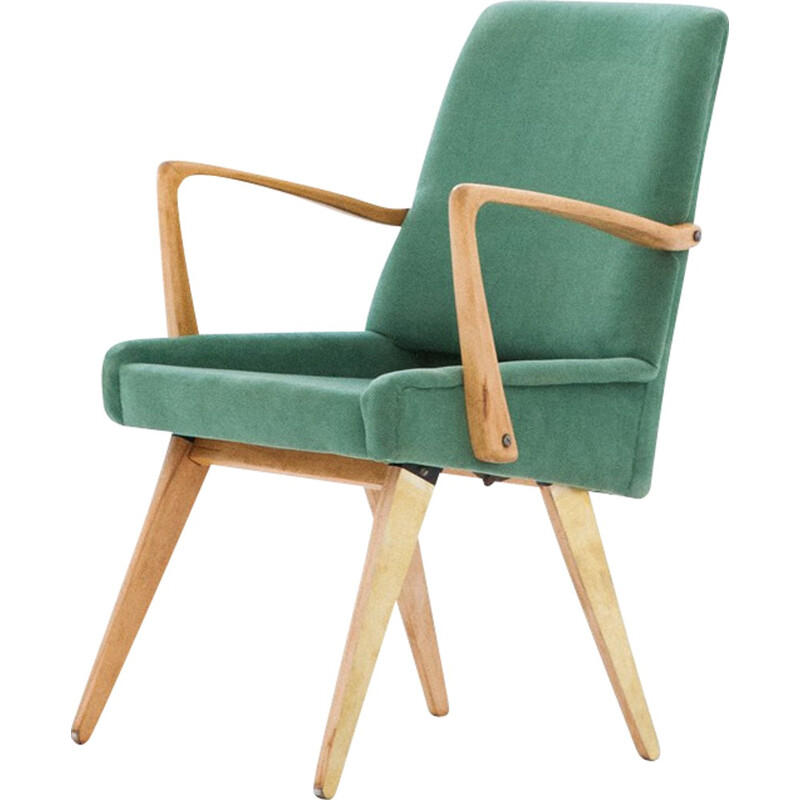 Mid-Century green velvet armchair - 1950s