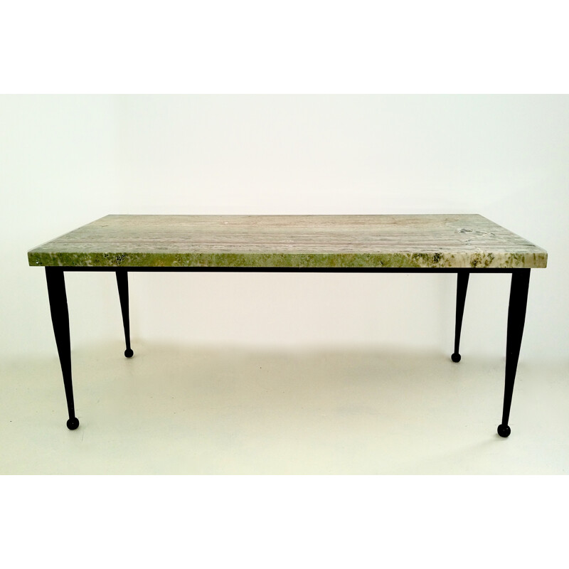 Mid-century green coffee table with onice smeraldo on top - 1950s