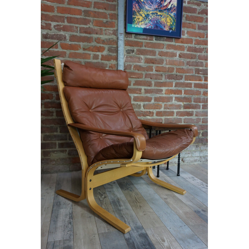 "Siesta" leather lounge chair by Ingmar Relling for Westnofa - 1960s 