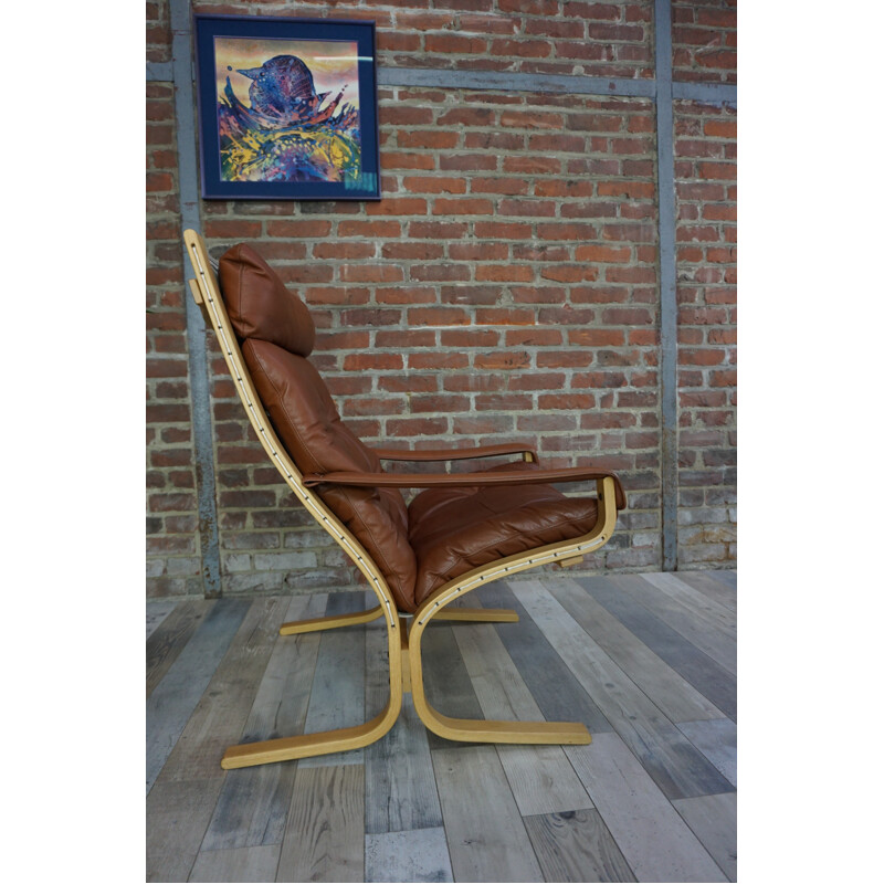 "Siesta" leather lounge chair by Ingmar Relling for Westnofa - 1960s 