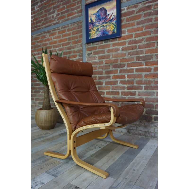 "Siesta" leather lounge chair by Ingmar Relling for Westnofa - 1960s 