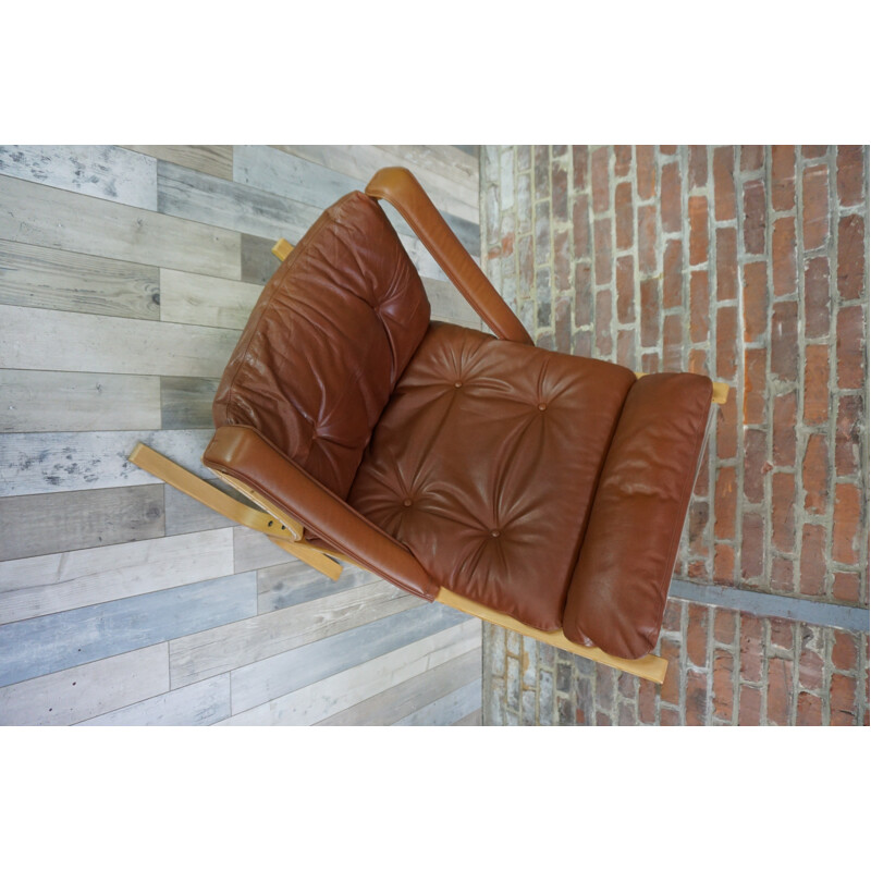 "Siesta" leather lounge chair by Ingmar Relling for Westnofa - 1960s 