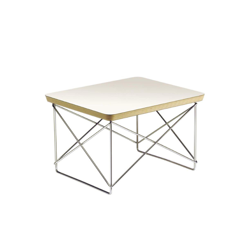 "LTR" white wooden and chromium side table by Eames -1970s