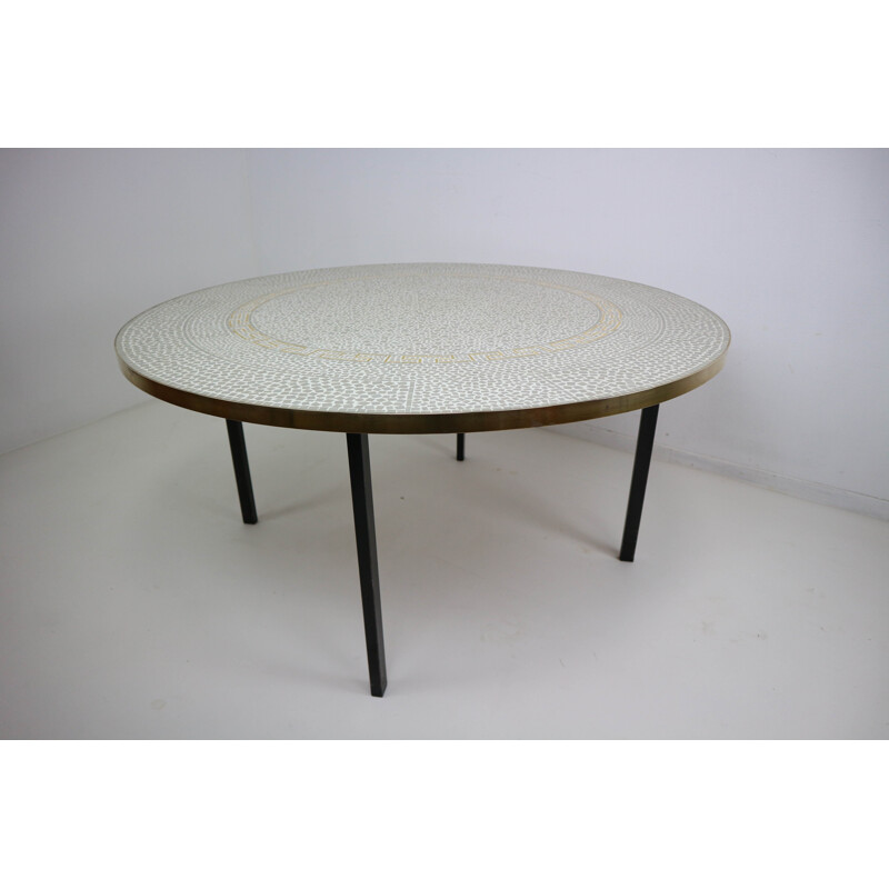Circular sculptered coffe table by Berthold Muller - 1960s