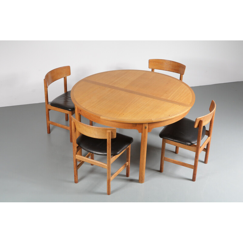 Dining set in oakwood and leather by Borge Mogensen produced by AB Karl Andersson & Söner - 1950s