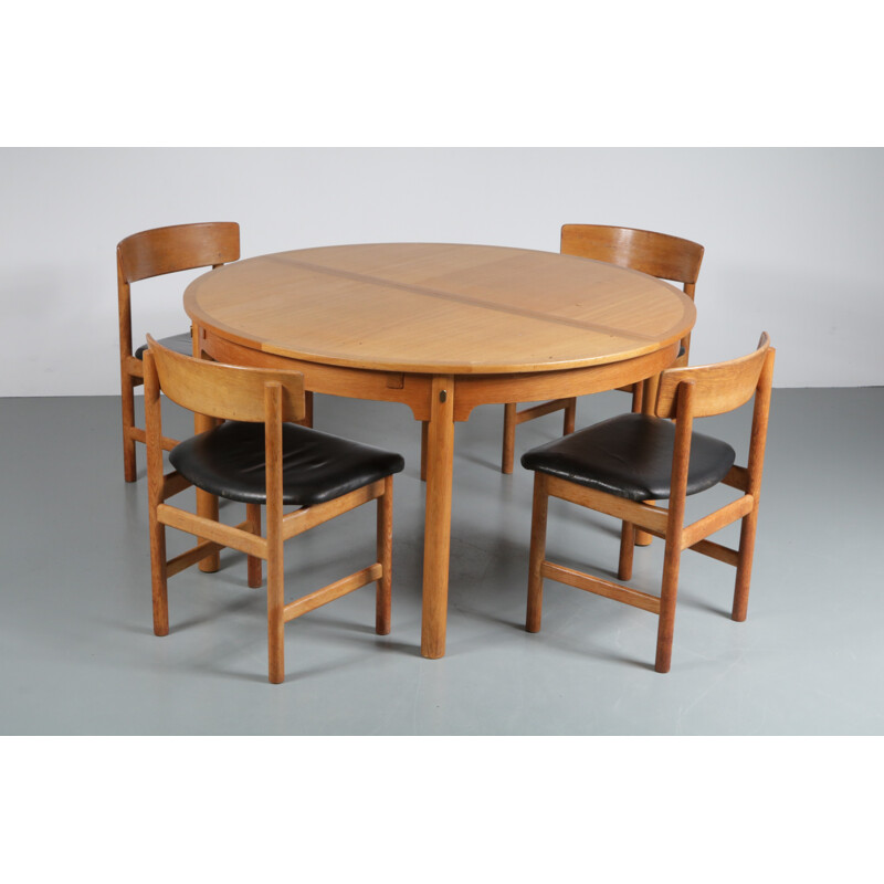 Dining set in oakwood and leather by Borge Mogensen produced by AB Karl Andersson & Söner - 1950s