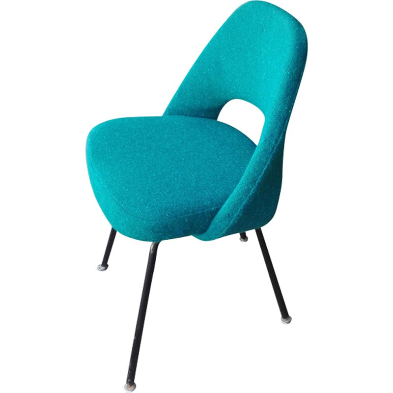 Blue "Conference" chair in wool and steel by Eero Saarinen for Knoll - 1960s