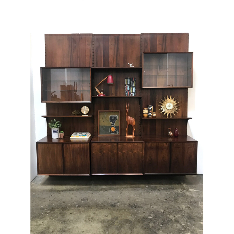 Danish rosewood modular wall system by Poul Cadovius for Cado - 1950s