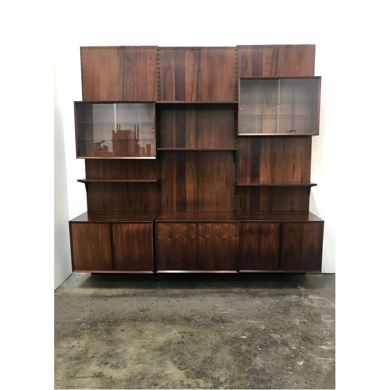 Danish rosewood modular wall system by Poul Cadovius for Cado - 1950s