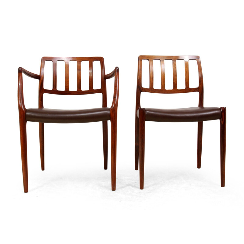 Set of 8 Rosewood dining chairs by Nils Moller - 1960s