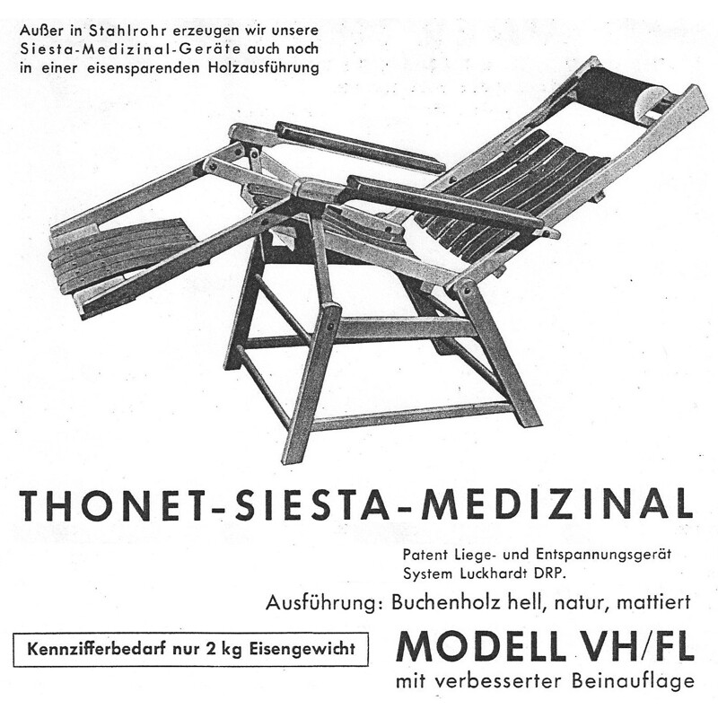 Chaise longue modèle Siesta Medizinal édition Thonet par Hans Luckhardt  - 1950