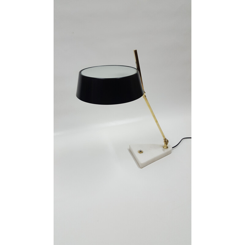 "Stilux" lamp in brass and sandblasted glass - 1950s