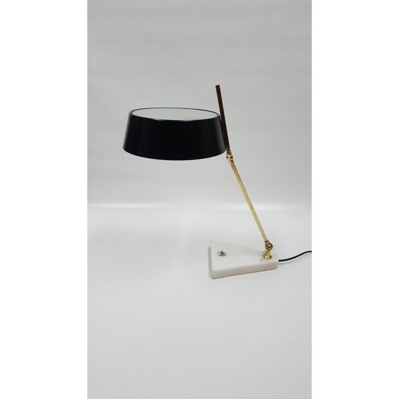 Lampe "Stilux" en laiton et verre sablé - 1950