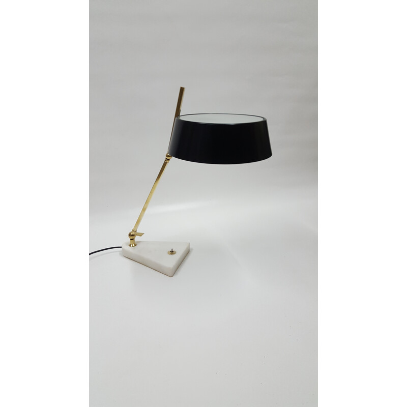 Lampe "Stilux" en laiton et verre sablé - 1950