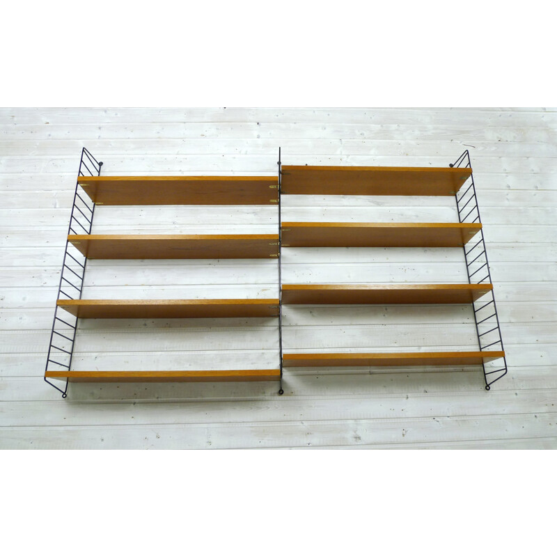 Swedish shelving unit with eight teak shelves by Nisse Strinning for String - 1950s