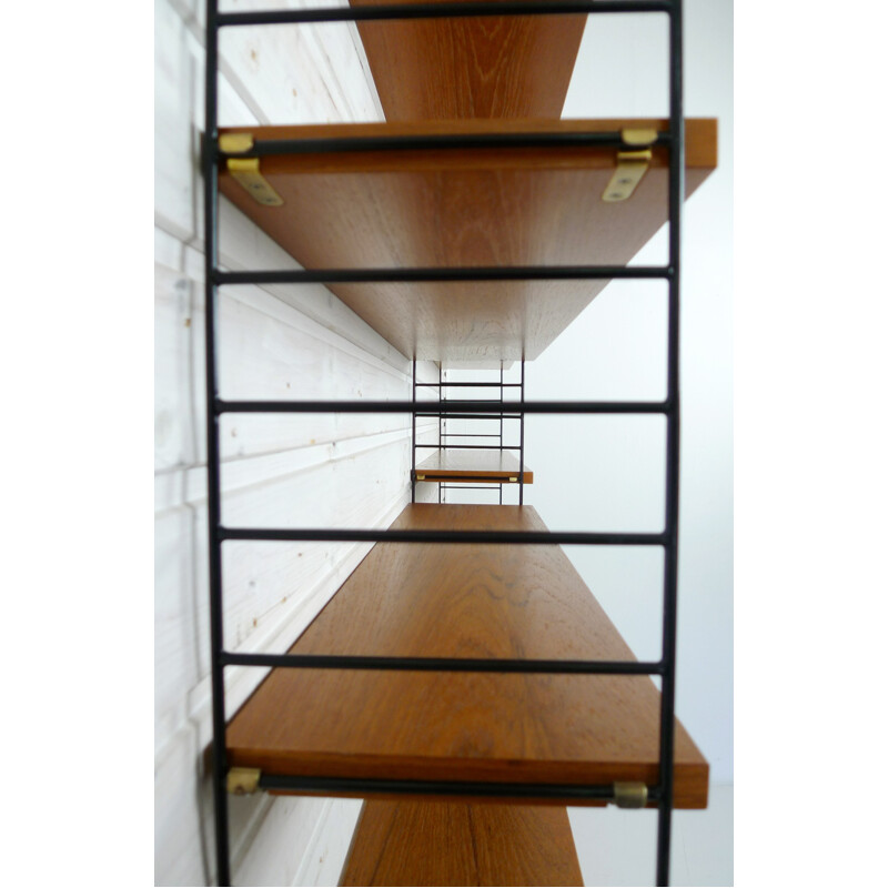 Swedish shelving unit with eight teak shelves by Nisse Strinning for String - 1950s