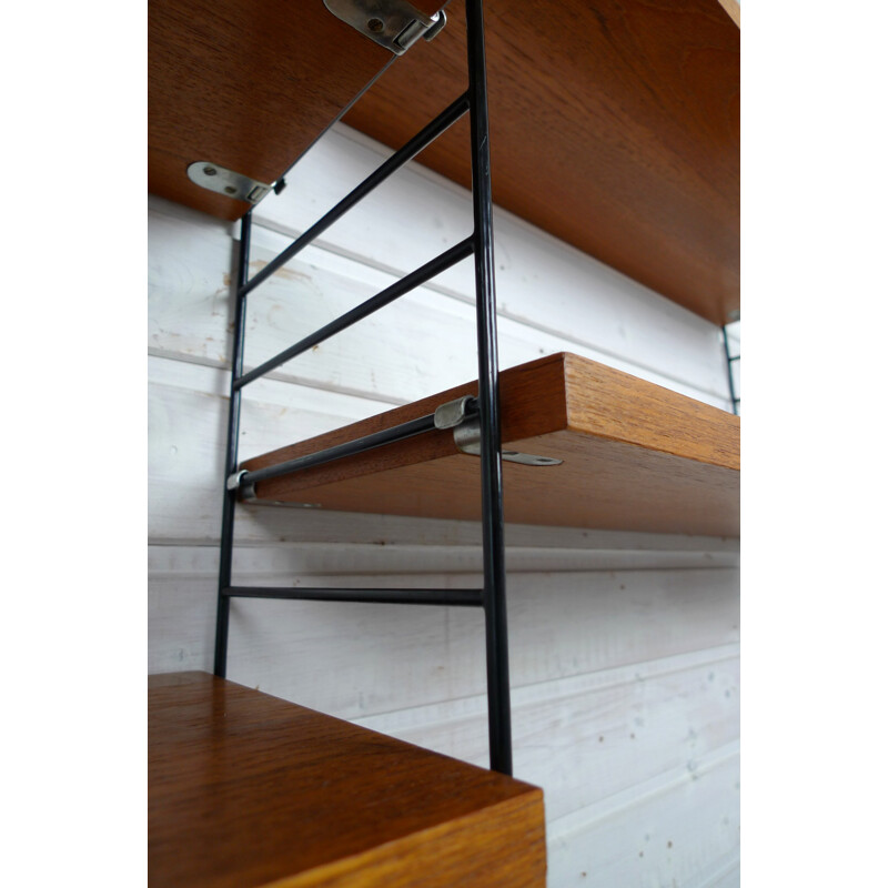 Swedish shelving unit with four teak shelves by Nisse Strinning for String - 1950s