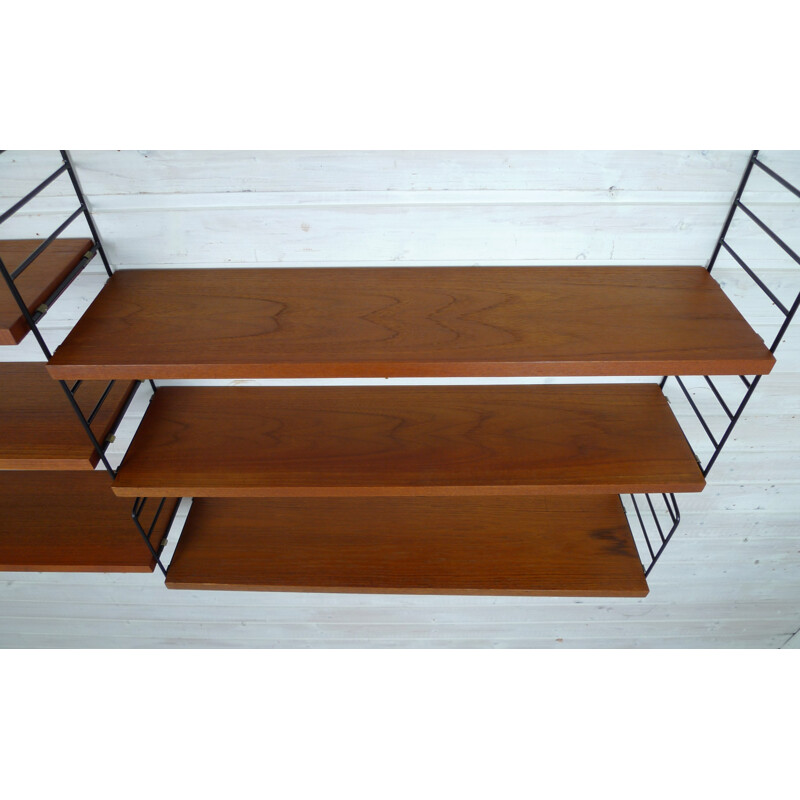 Shelving unit with six teak shelves by Nisse Strinning for String - 1950s