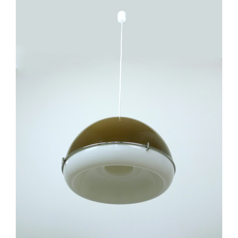 Beige ceiling light in plastics and metal - 1970s