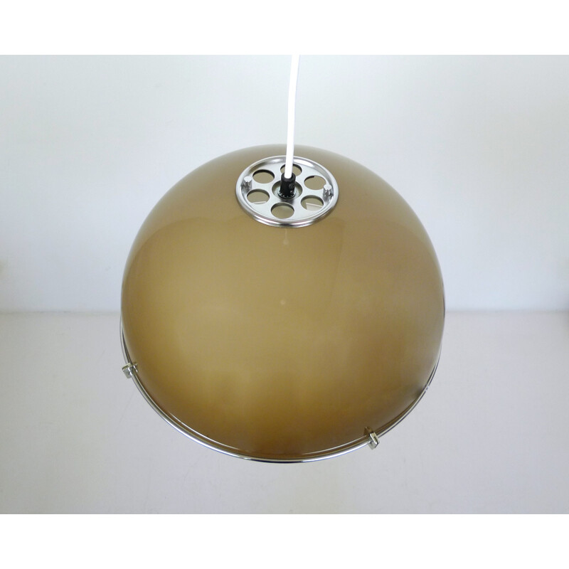 Beige ceiling light in plastics and metal - 1970s