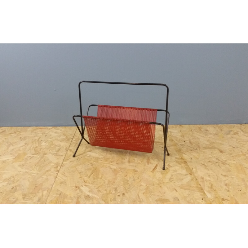 Metalical perforated magazine rack - 1950s