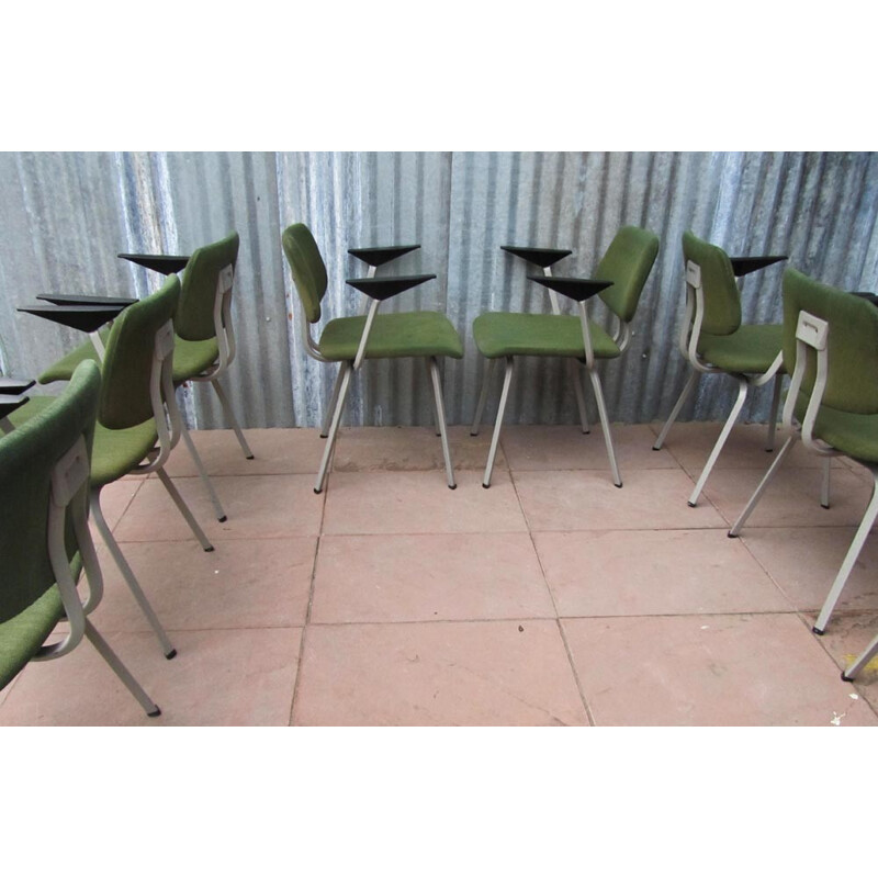 Set of 8 green chairs, Friso KRAMER - 1970s