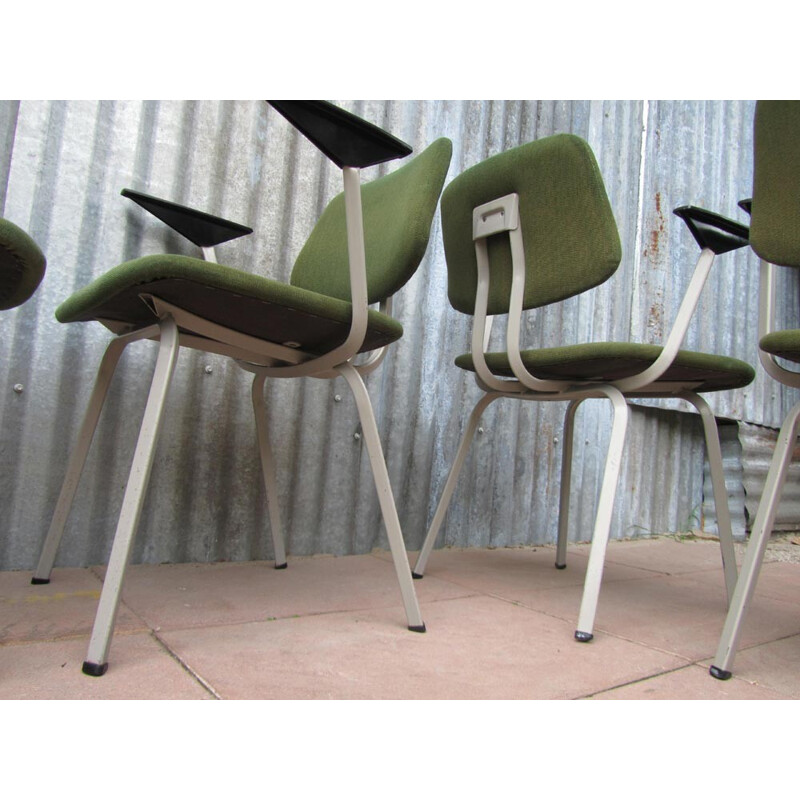 Set of 8 green chairs, Friso KRAMER - 1970s