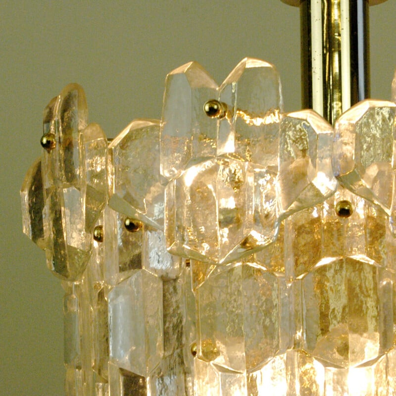 Lampadario in vetro e ottone di J. T. Kalmar - 1960