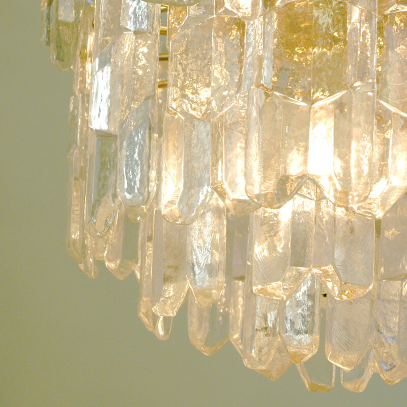  Glass and Brass Chandelier by J. T. Kalmar - 1960s