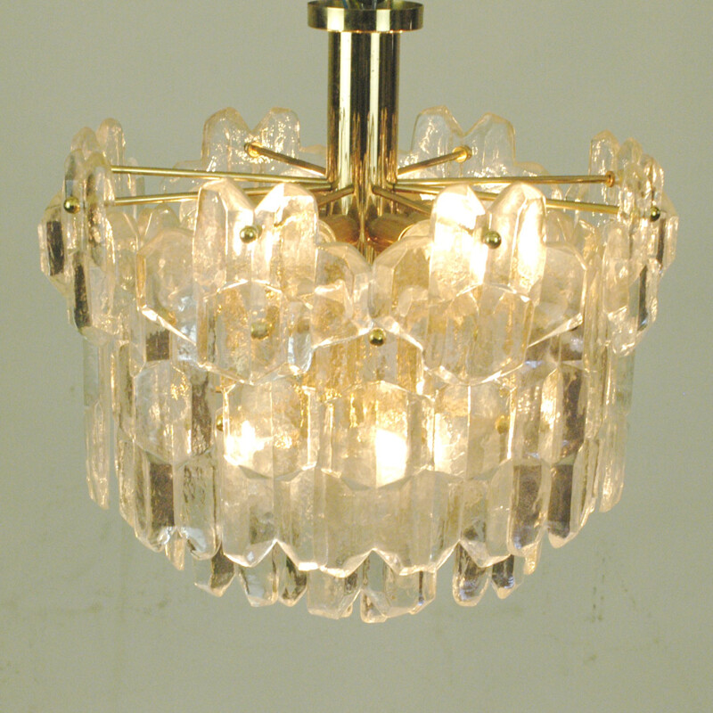  Glass and Brass Chandelier by J. T. Kalmar - 1960s