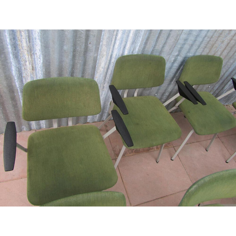 Set of 8 green chairs, Friso KRAMER - 1970s