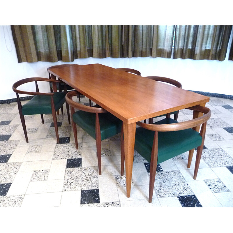 Vintage teak dining table by Nanna Ditzel for Poul Kolds Savæerk, Denmark 1950