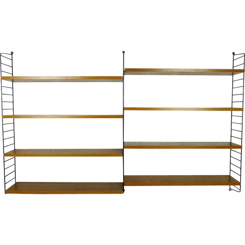 Swedish shelving unit with eight teak shelves by Nisse Strinning for String - 1950s