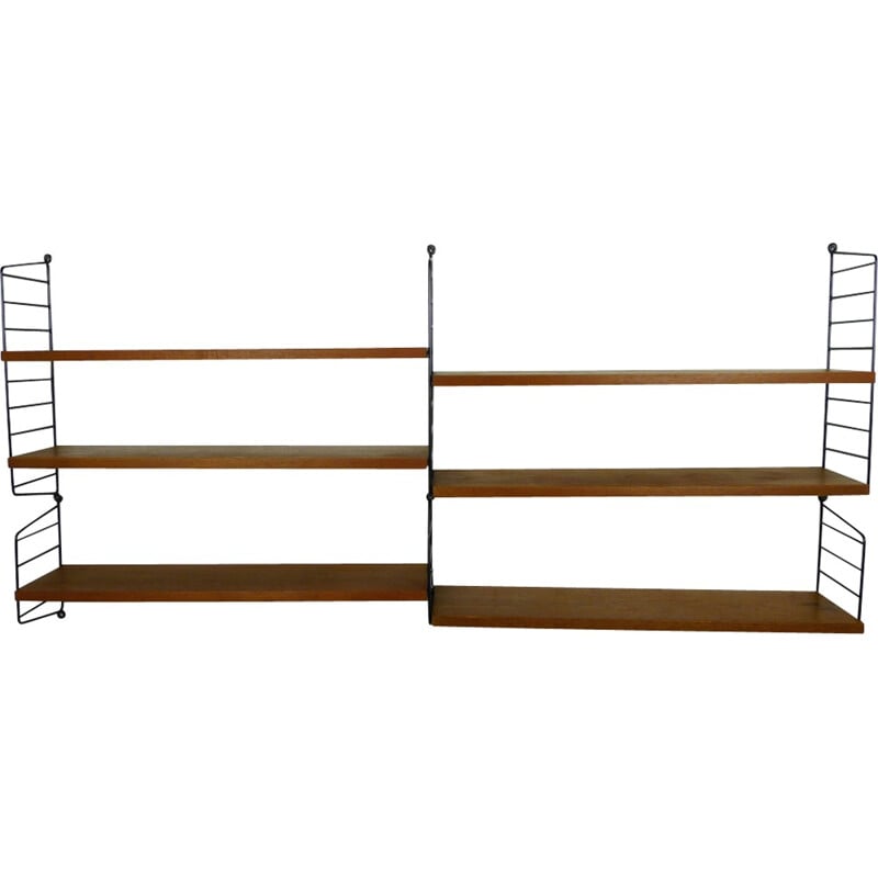 Shelving unit with six teak shelves by Nisse Strinning for String - 1950s