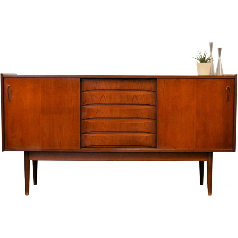 Danish sideboard in teak with 5 drawers - 1960s