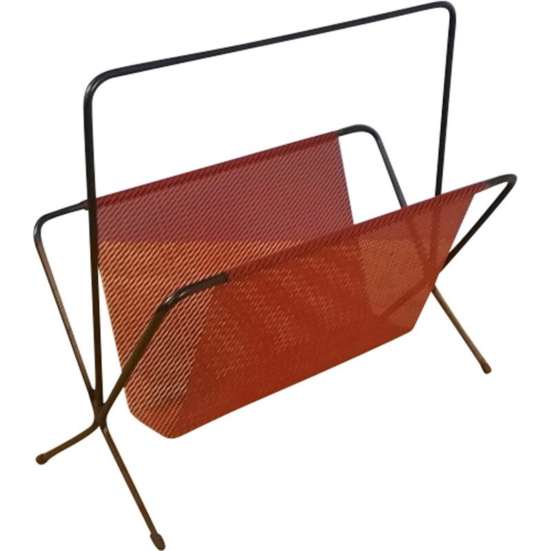 Metalical perforated magazine rack - 1950s