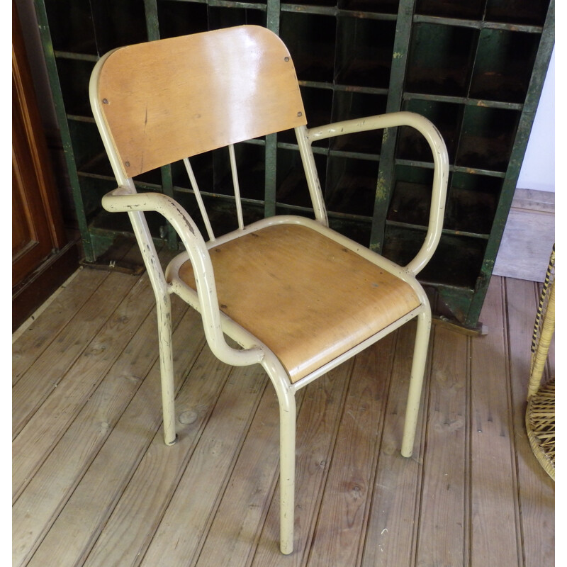 Mid-century school chair with armrests - 1960s