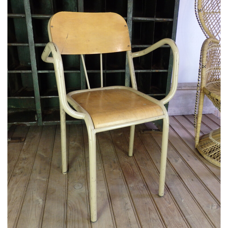 Mid-century school chair with armrests - 1960s