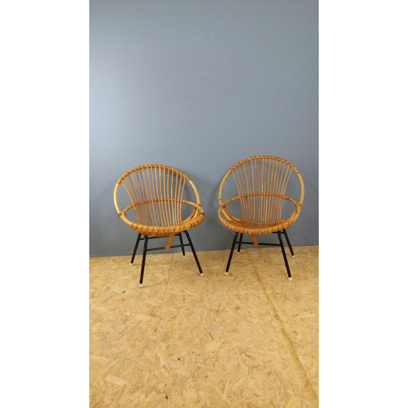 Set of 2 rattan chairs produced by Rohe Noordwolde - 1960s