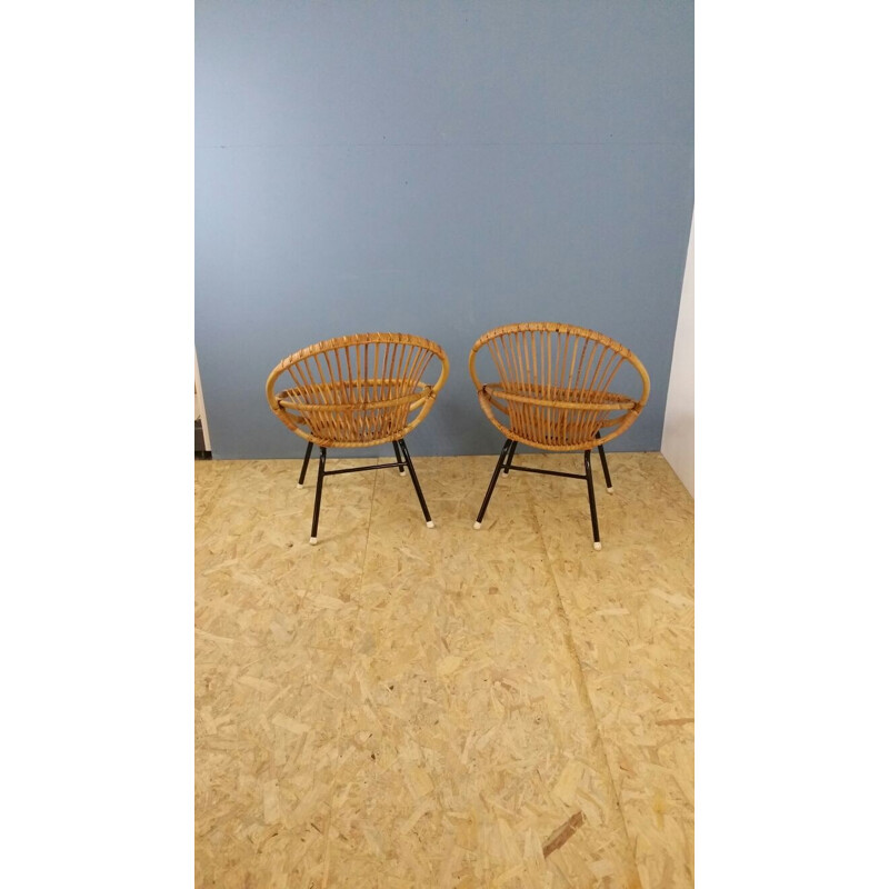 Set of 2 rattan chairs produced by Rohe Noordwolde - 1960s