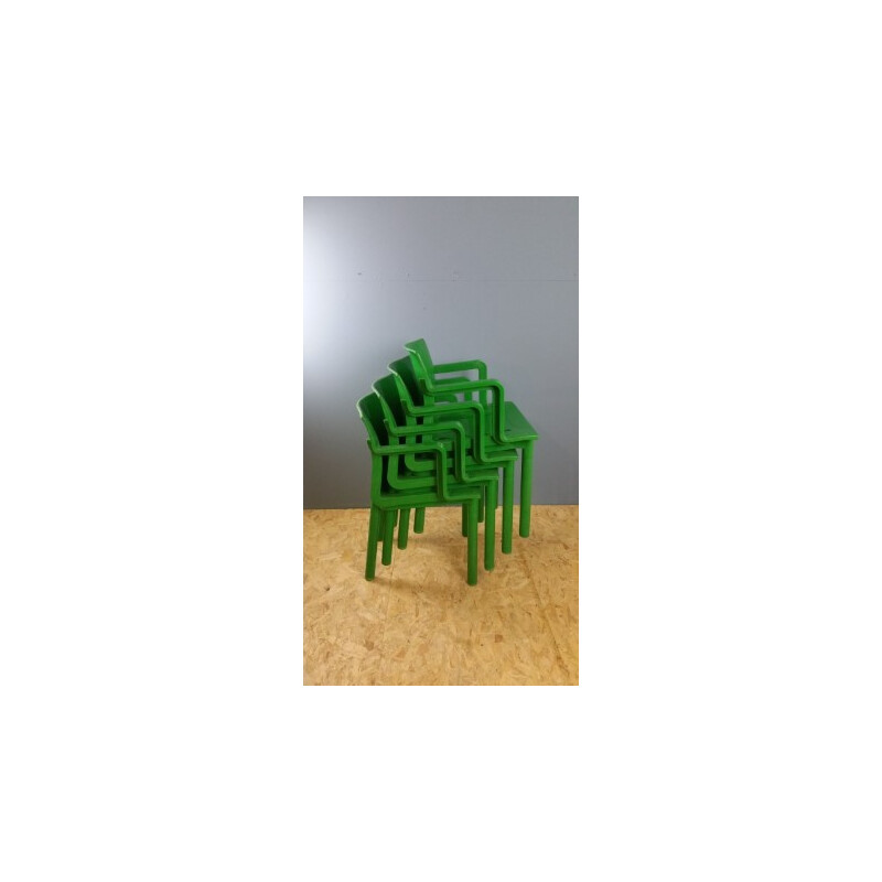 Set of 4 green chairs by Anna Castelli Ferrieri for Kartell - 1980s 