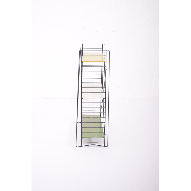 3 shelf unit in green, white and yellow by Dekker for Tomado H - 1950s