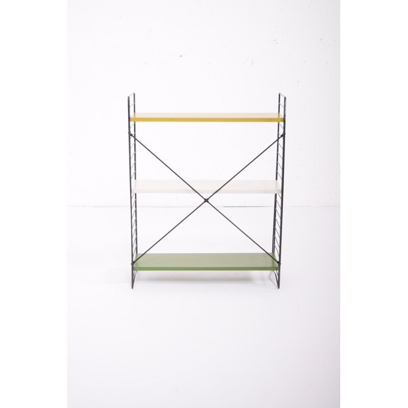 3 shelf unit in green, white and yellow by Dekker for Tomado H - 1950s