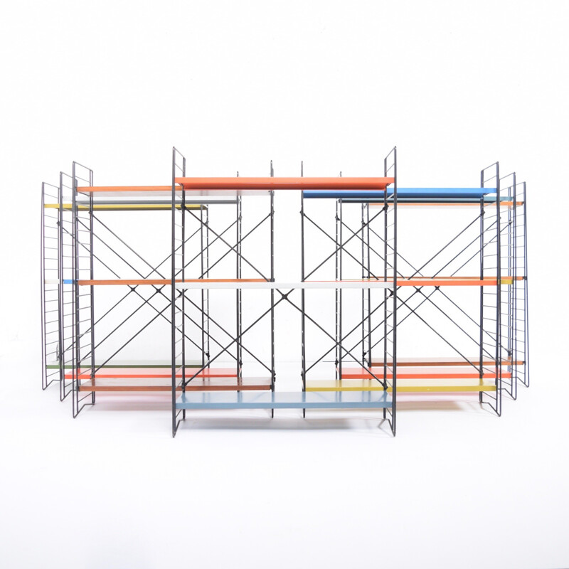 3 shelf unit in green, white and yellow by Dekker for Tomado H - 1950s