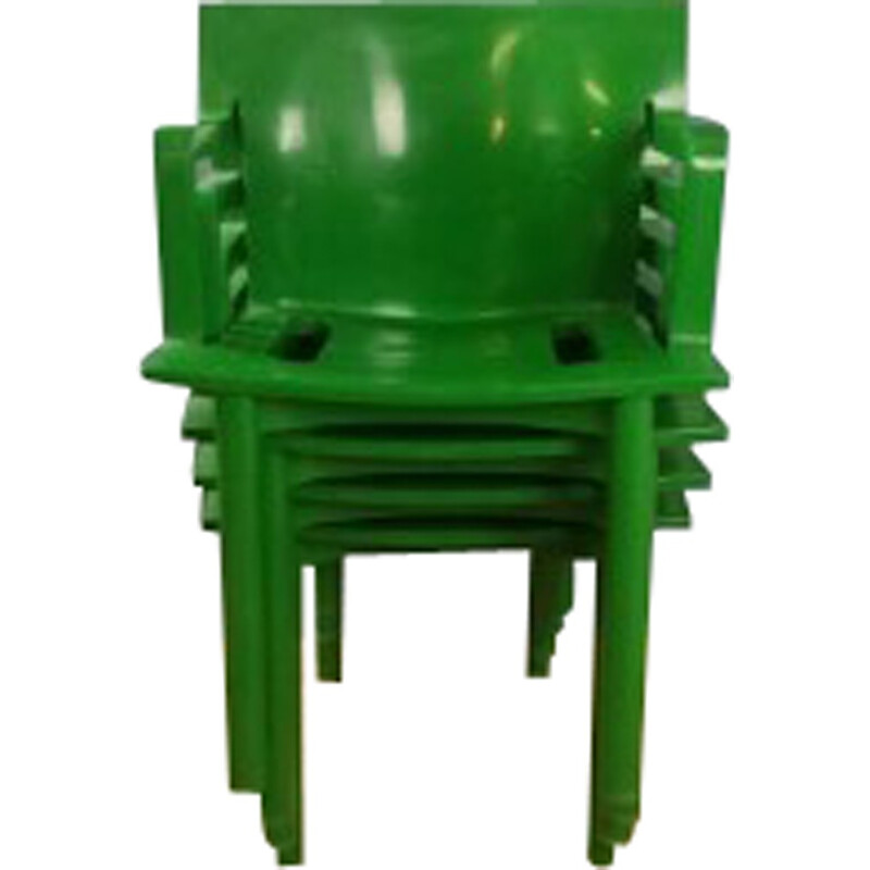 Set of 4 green chairs by Anna Castelli Ferrieri for Kartell - 1980s 