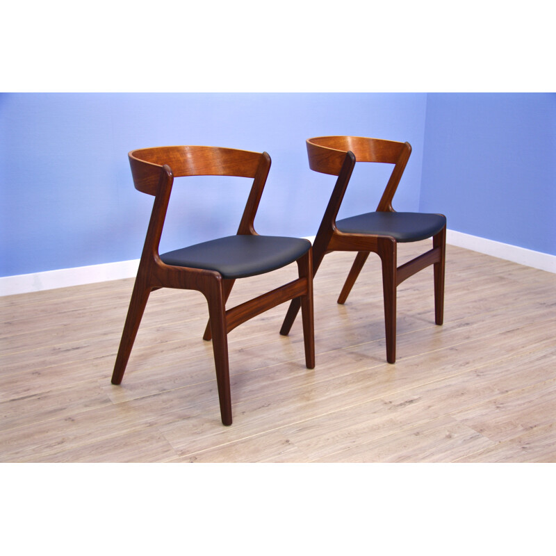 Set of 2 chairs in wood and leatherette produced  by Farstrup - 1960s